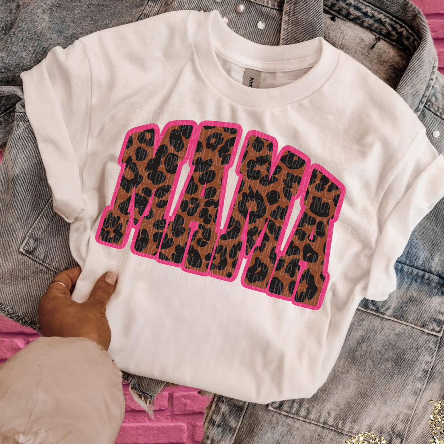 Mama cheetah hot pink outline