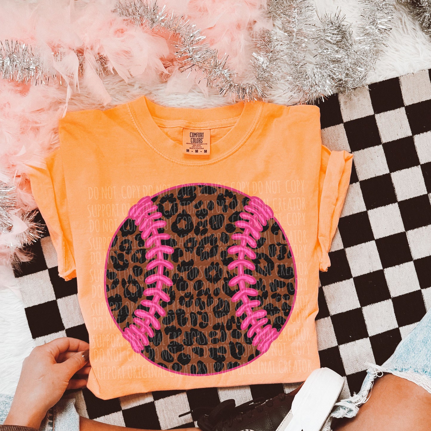 Baseball/softball cheetah hot pink outline