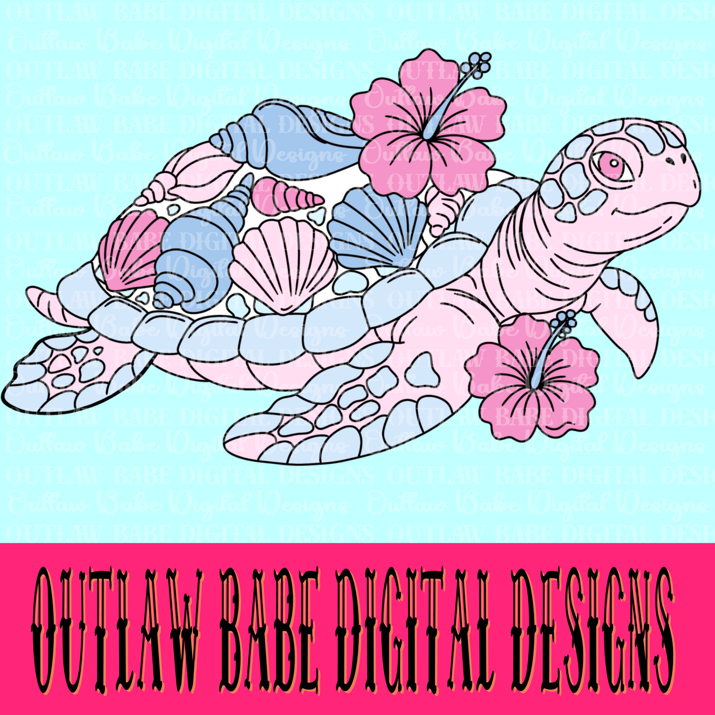 Pastel sea turtle