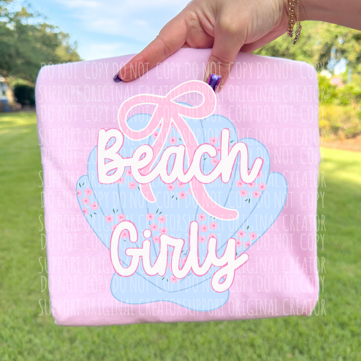 Beach Girly Blue Seashell Digital Design
