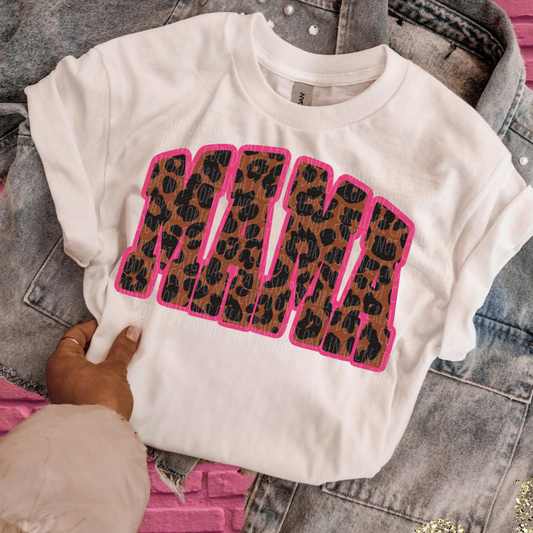 Mama cheetah hot pink outline