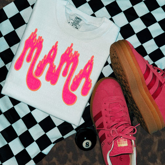 Mama hot pink&orange flame