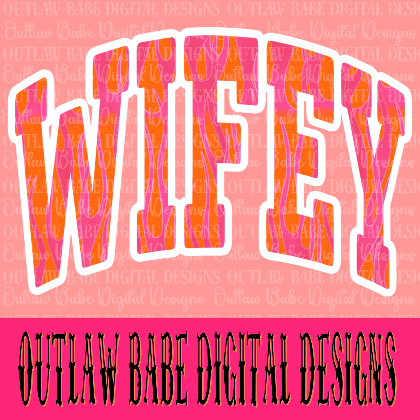 Wifey flame pink&orange
