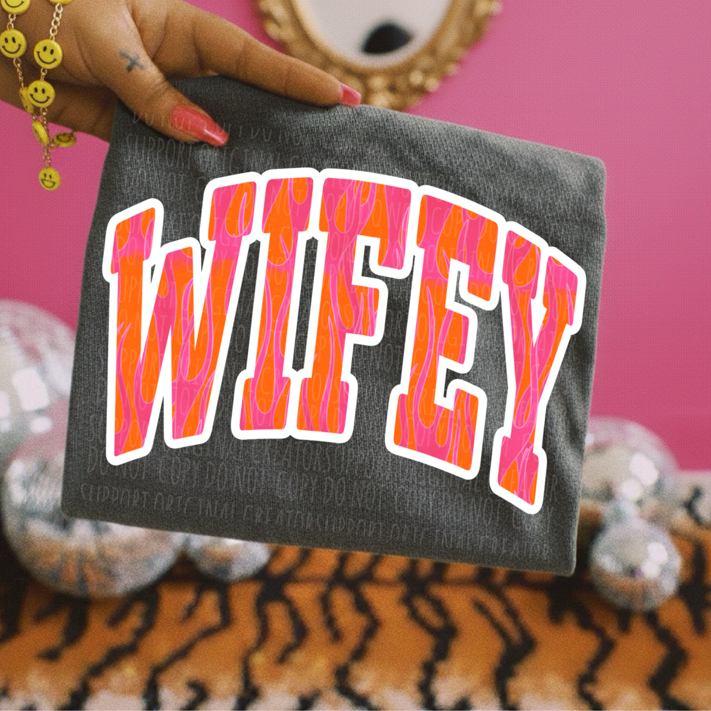 Wifey flame pink&orange