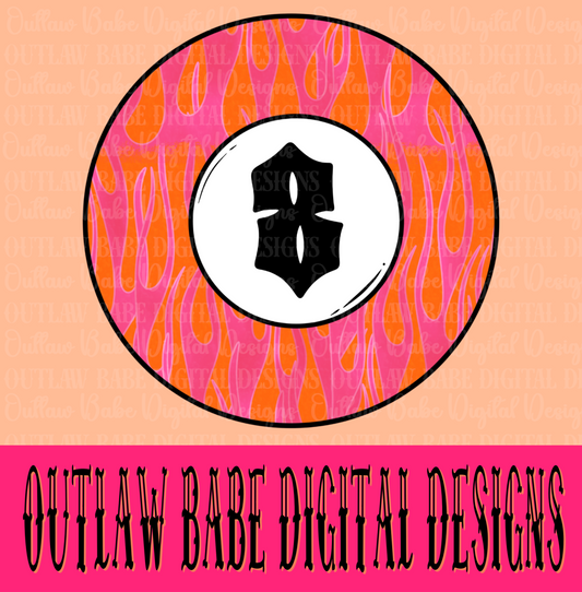 Flame orange&pink 8ball