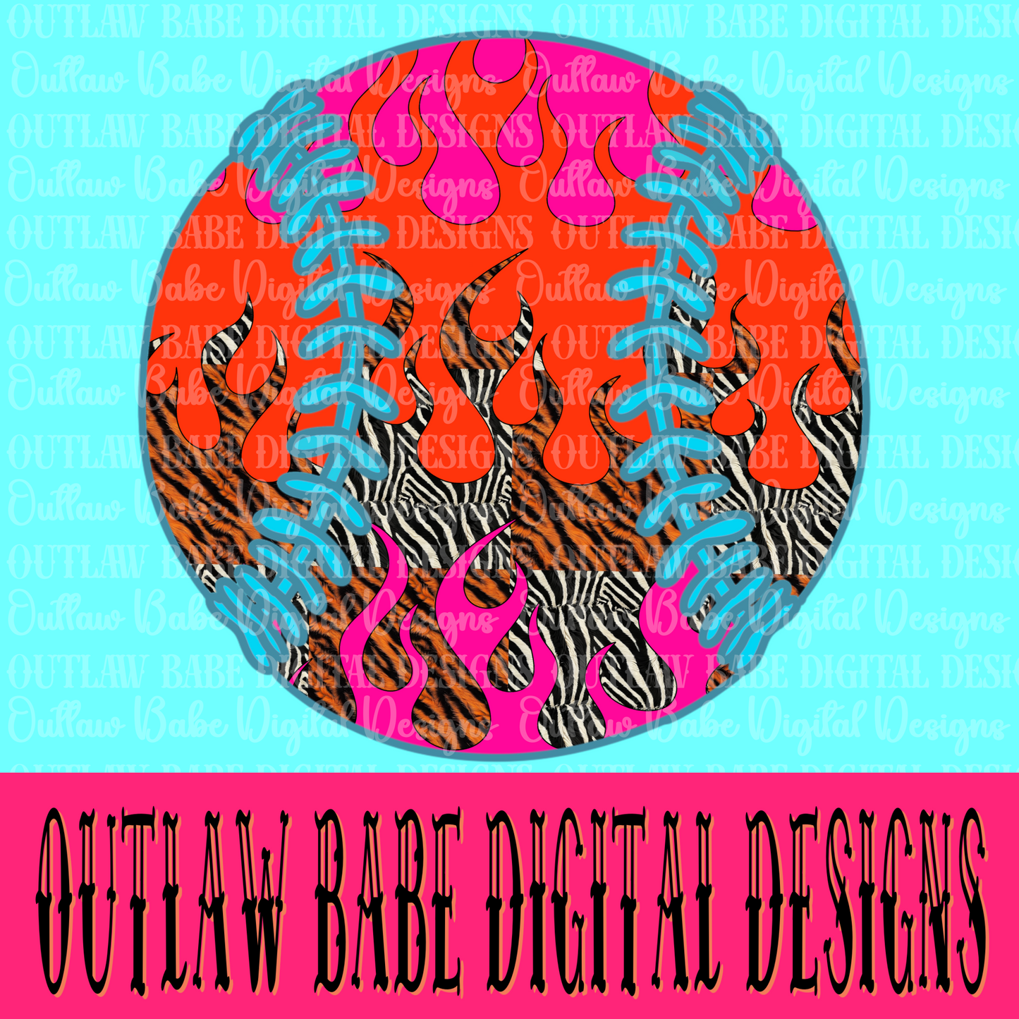 Baseball/softball zebra flame
