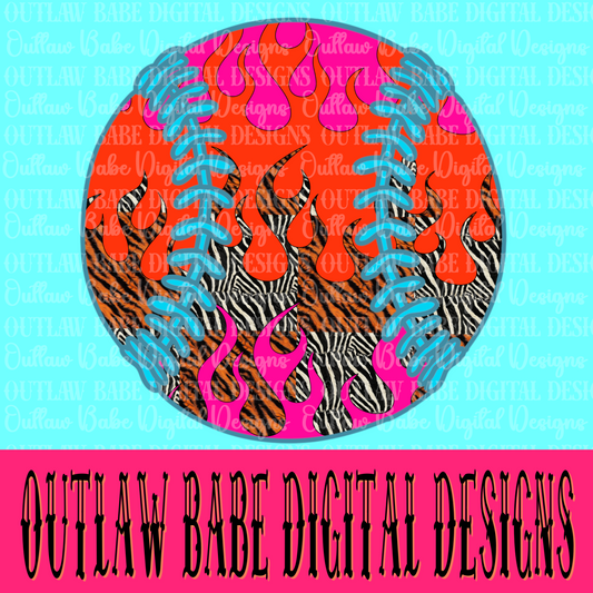 Baseball/softball zebra flame