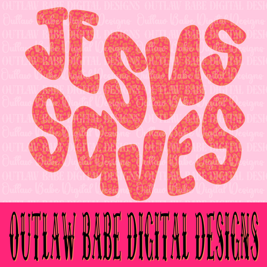 Orange&pink cheetah Jesus saves