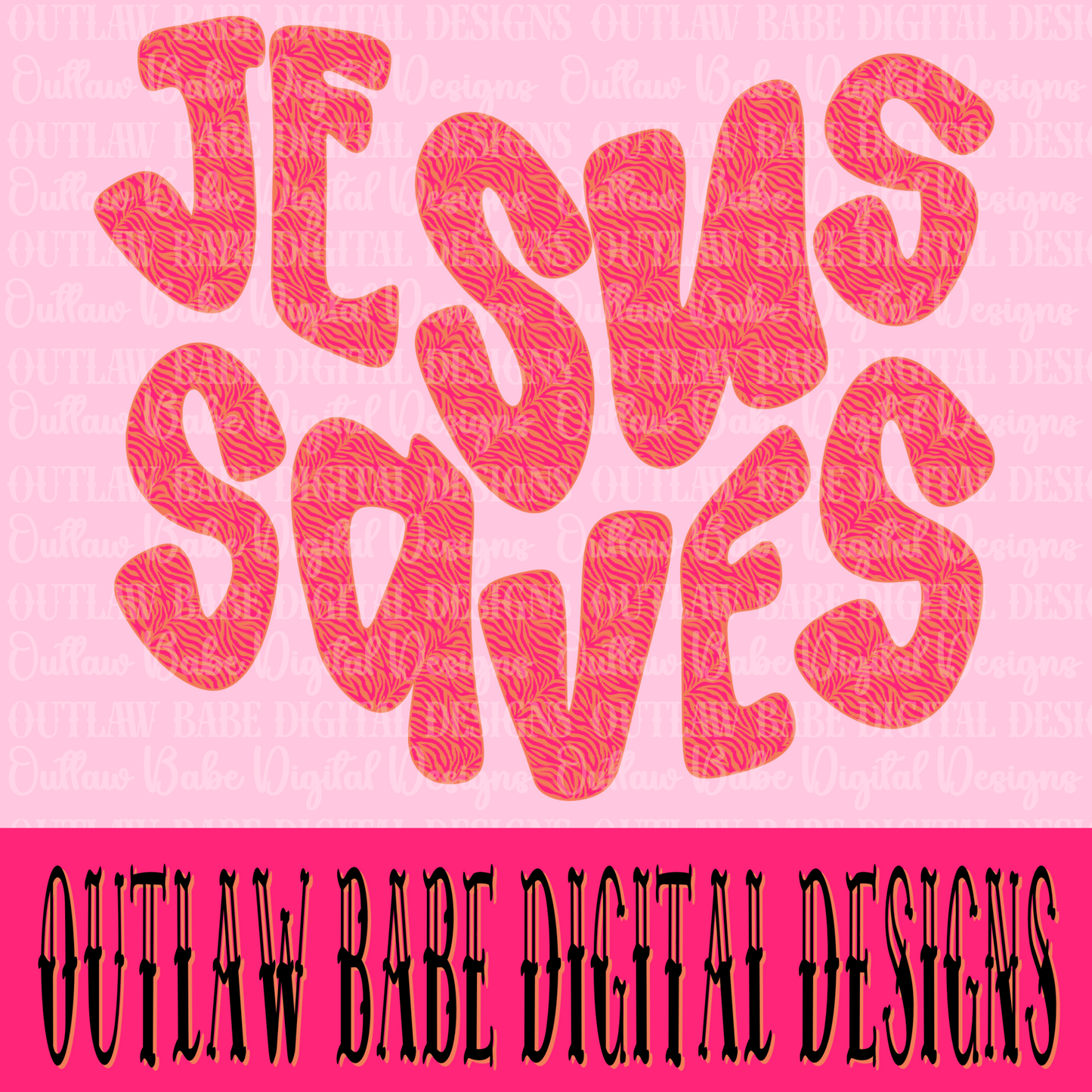 Orange&pink zebra Jesus saves