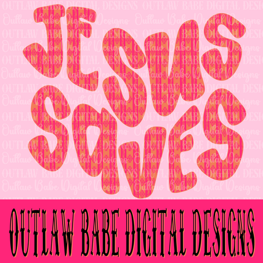 Orange&pink Aztec Jesus saves