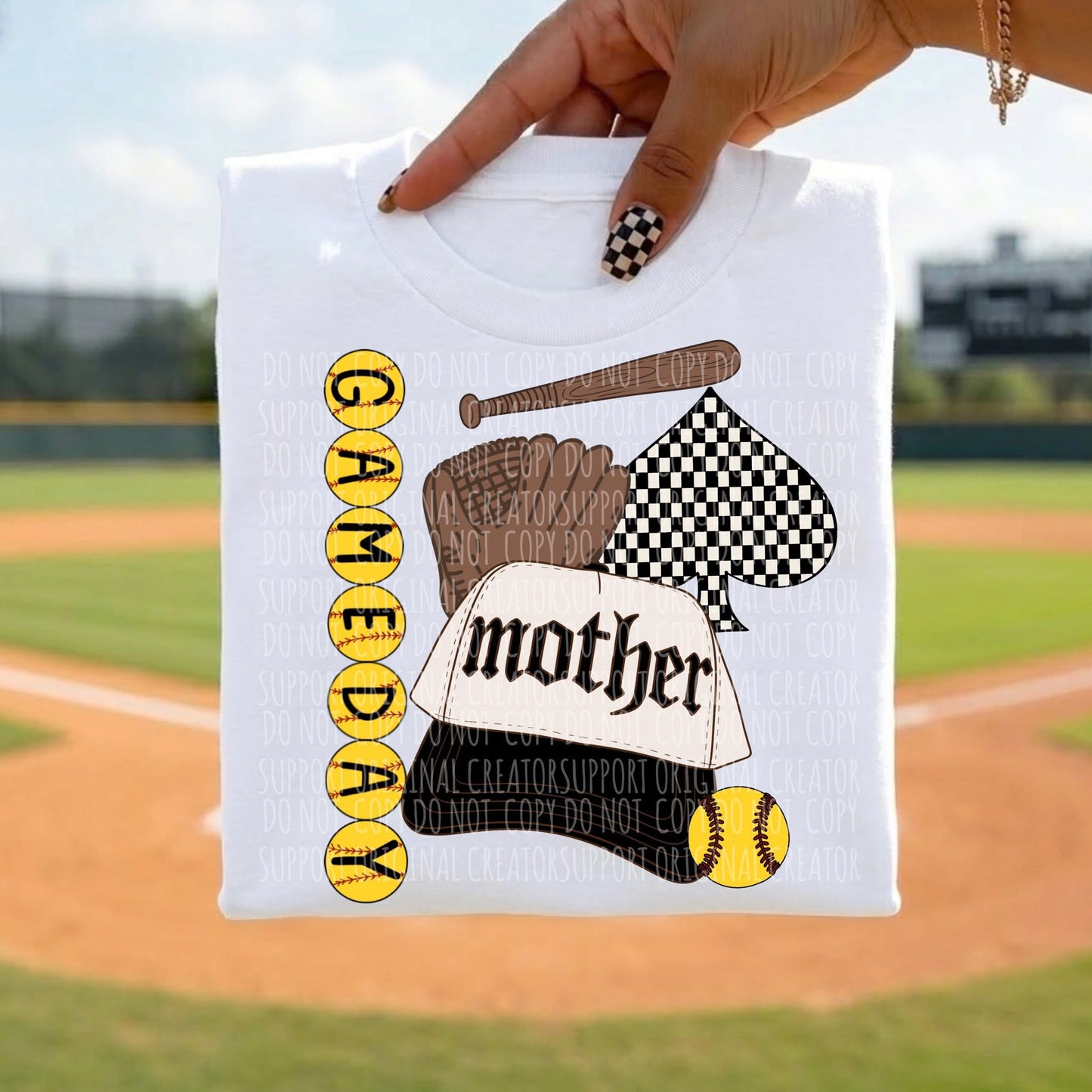Softball mother trucker hat collage
