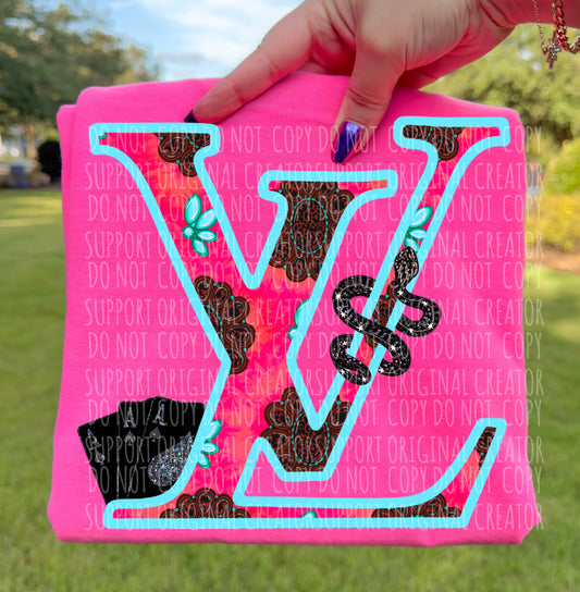 Boujee L turquoise hot pink